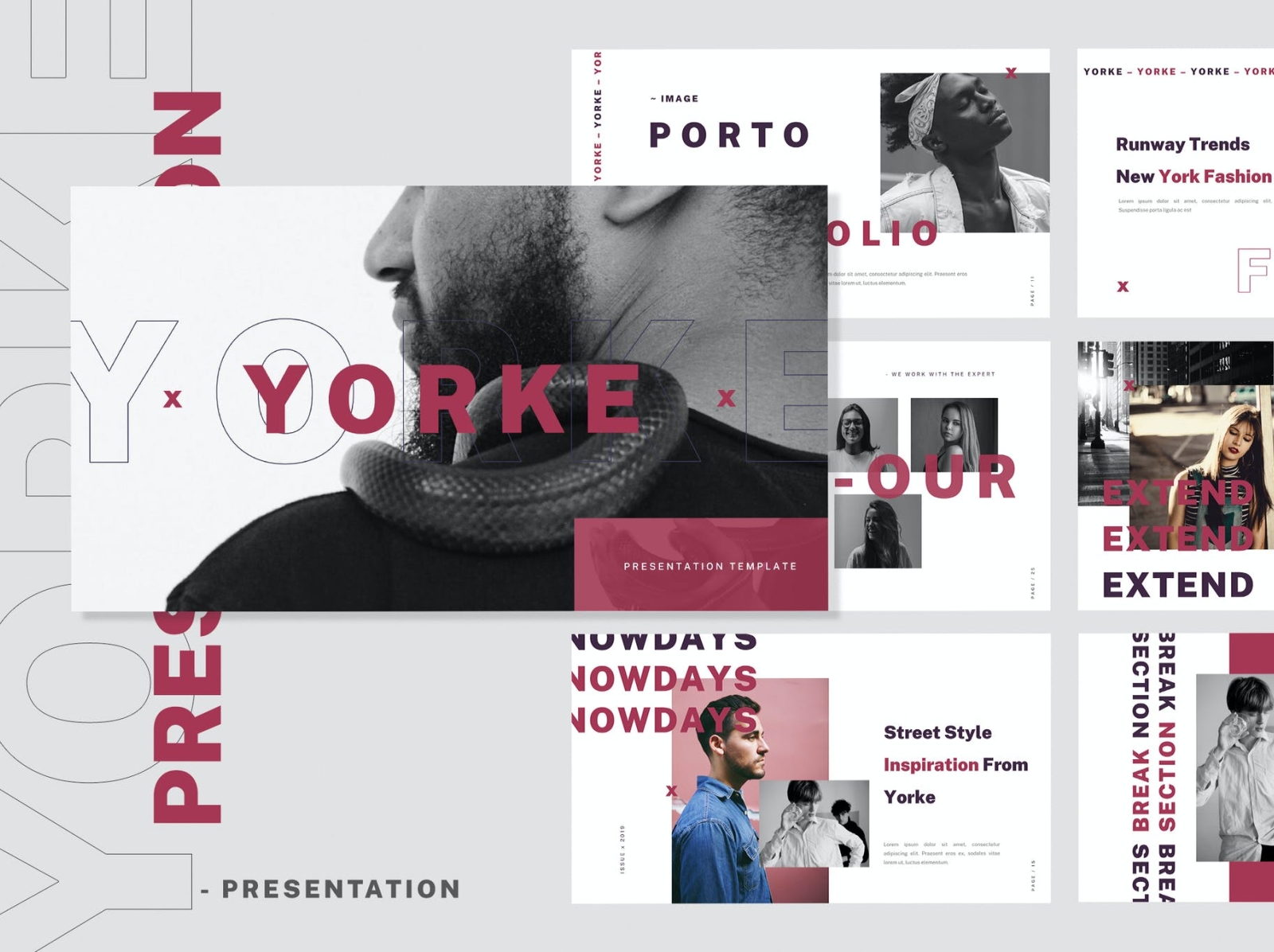 Yorke Powerpoint/ Keynote/ Google Slides Presentation app branding design editorial illustration keynote logo magazine photography powerpoint presentation template ui vector