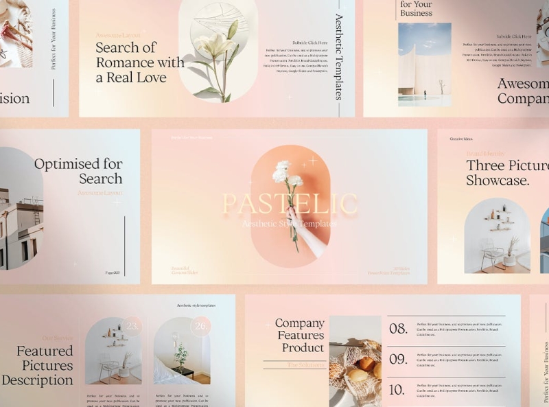 PASTELIC Multipurpose Powerpoint + Keynote +Slides Presentation app branding design editorial google slides illustration keynote logo magazine multipurpose photography powerpoint presentation template ui vector