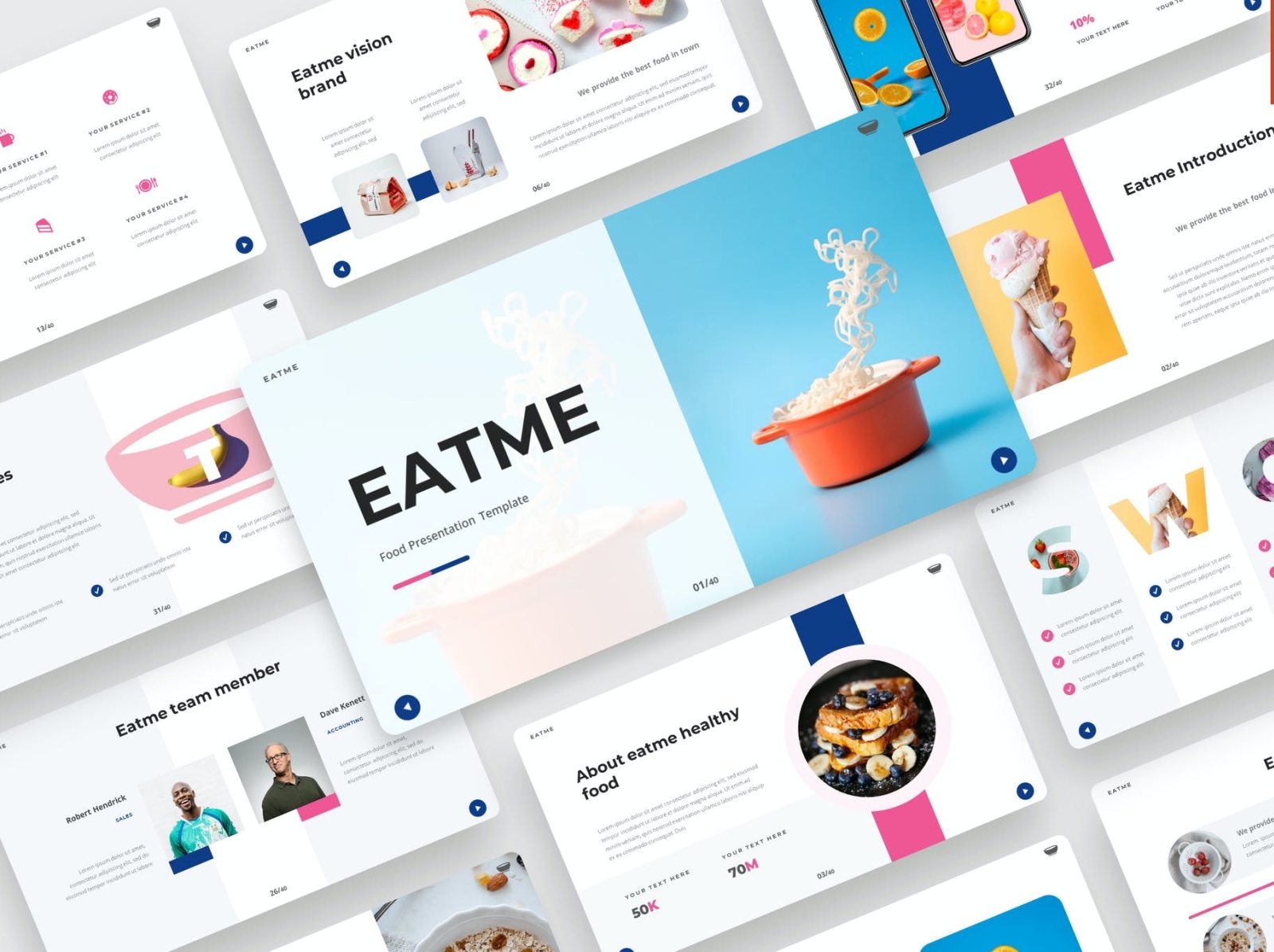 EATME - Food Presentation Template app branding design editorial google slides illustration keynote logo magazine multipurpose photography powerpoint ppt presentation template ui vector