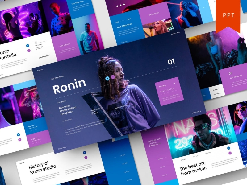 Ronin – Business PowerPoint Template app branding business design editorial illustration logo magazine multipurpose photography powerpoint presentation template ui vector