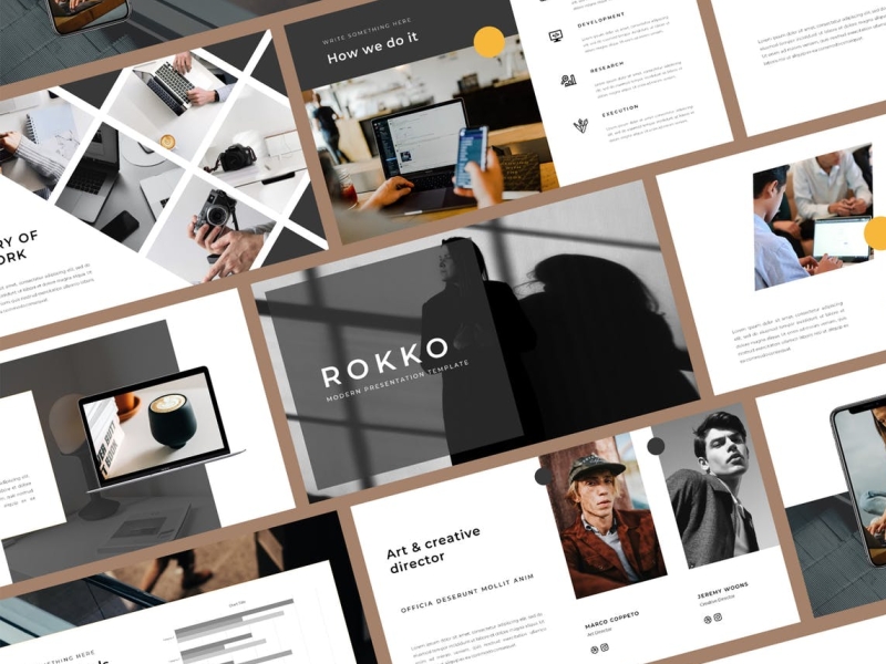Rokko – Business PowerPoint Template app branding design editorial illustration logo magazine multipurpose photography powerpoint ppt presentation template ui vector
