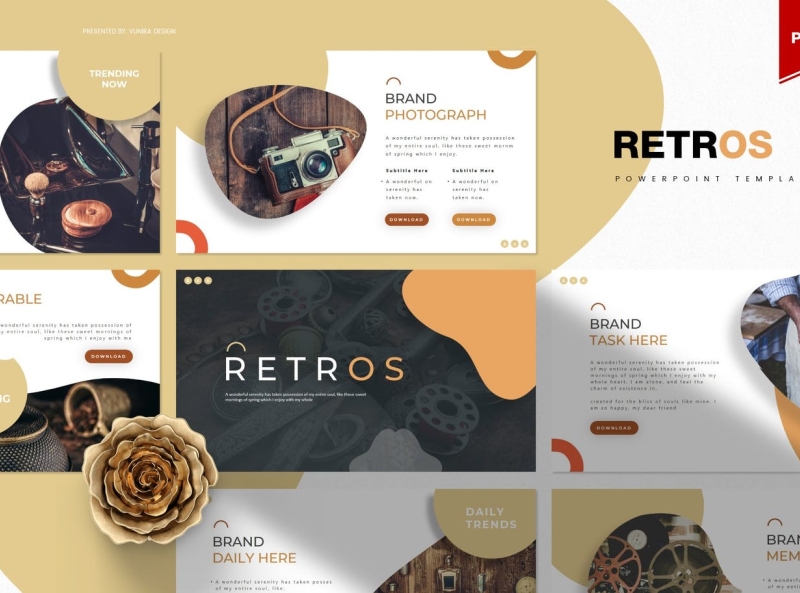 Retros - PowerPoint Template app branding design editorial illustration logo magazine multipurpose photography powerpoint ppt presentation retro template ui vector