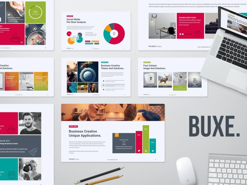 Buxe Presentation Template app branding creative design editorial illustration keynote logo magazine multipurpose photography powerpoint presentation template ui vector