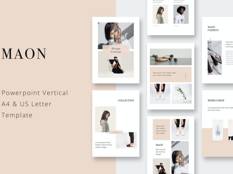 MAON - Vertical Powerpoint Template app branding design editorial illustration logo magazine minimalism multipurpose photography pitch deck powerpoint ppt presentation template ui vector vertical