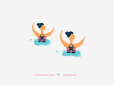 Synchronized Swimming 2d color design digital girls illustration olympic games sports synchronized swimming vector