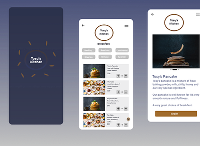 Tosy's Kitchen app design ui