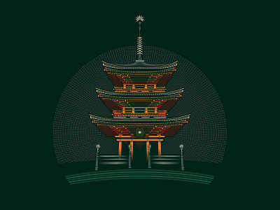 Japanese Pagoda – by Fieldinspired art design digital art illustration vector vector art