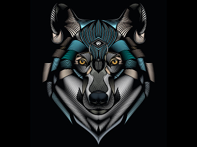 Aware Wolf - By Fieldinspired animal art conceptual art design digital art illustration vector vector art