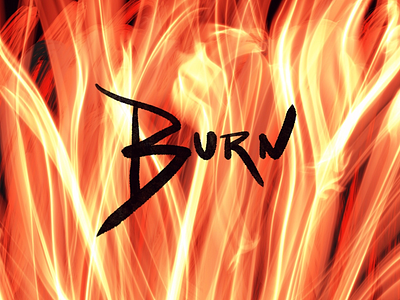 Burn fire flames hand lettering