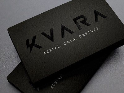 KVARA Business Cards aerial business cards custom design drone logo logos metal thunder type typography wordmark