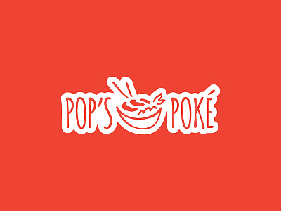 Pop's Poké #2 bowl chopsticks design fish logo logos minimalist orange poké rice sushi tuna
