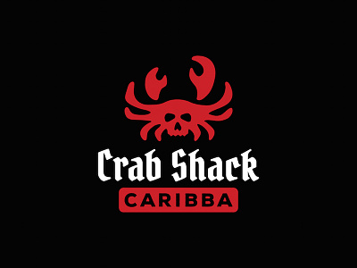 Crab Shack Caribba animal black black letter caribbean crab masculine negative space pirate red restaurant silhouette skull