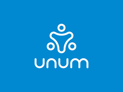 Unum blue communication connected connection geometric logo logos media one person rounded unum