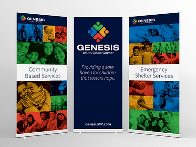 Genesis Youth Crisis Center Display Banners colorful community genesis geometric happy hope logo people safe simple together youth