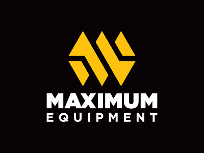 Maximum Equipment equipment excavator geometric industrial letter logo m maximum repair sharp triangle yellow