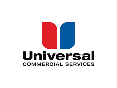 Universal Commercial Services Logo blue bold hvac icon identity letter lettermark letters logo logos maintenance mark red refridgeration repair strong type typography u universal