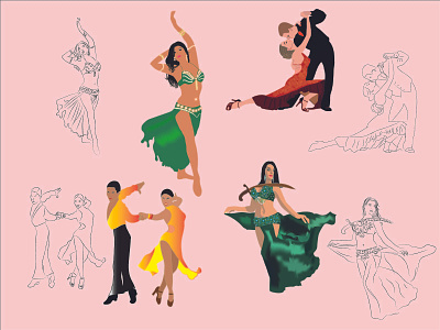 Dance. Vector and bar drawing. design graphic design illustration motion graphics vector