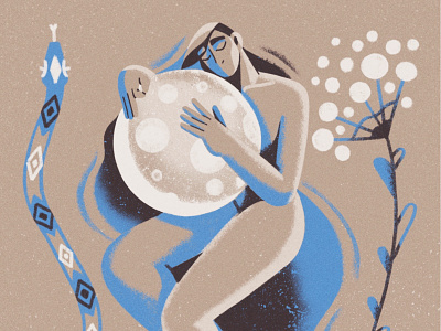 The M🌕🌑N art creative design drawing feminine illustration moon music plant snake woman