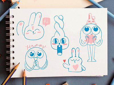 Sketchy ✏️ bunny characters concept cute emoji emojis funny progress sketch sketching sticker stickers