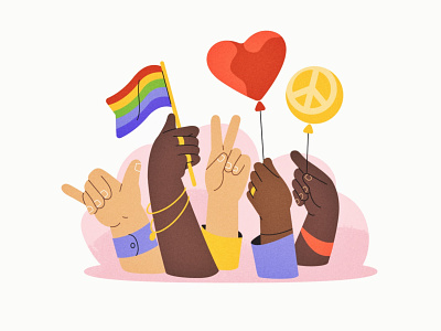Freedom in Love 🏳️‍🌈 app character flag freedom hands illustration love peace planner pride rainbow ui wedding