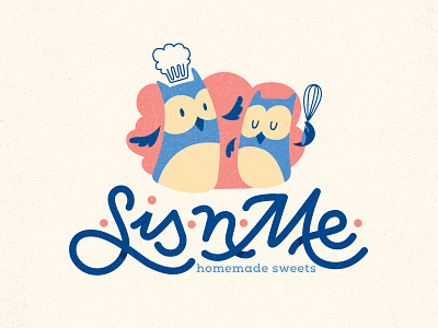 Homemade sweets bakery blue cook dots hat homemade logo monoline owl sweets type typography
