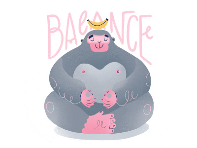 The Art of Balance 🍌 animal balance banana character gorilla harmony meditation peace yoga zen