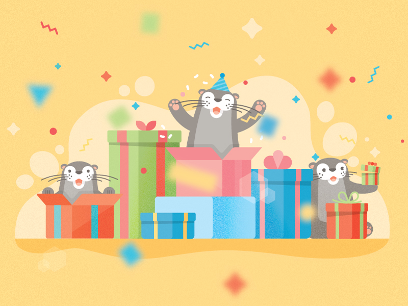 Baby Otters ✨ celebrate gift voucher header confetti sparkle party gifts otter baby