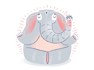 Omm Chanting 🧘 bliss character elephant lotus meditation om texture yoga