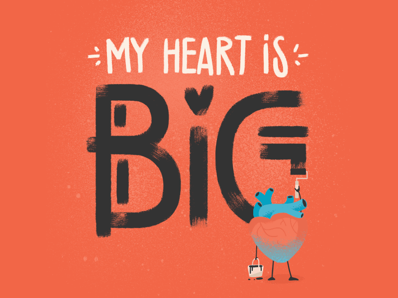 My Heart is Big ❤️ but my Mind is Small 🤯 animation character contemplation framebyframe gif heart illustration mind streetart type typography