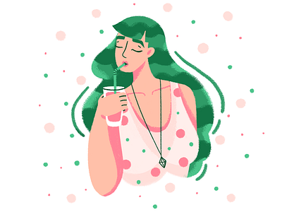 Watermelon kinda Girl 🍉 bright character dots drink fruit girl green heat summer texture watermelon
