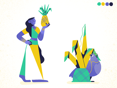 City Predators character chicken city colors illustration india indian pineapple plant predators procreate