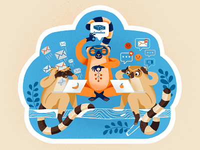 SaneBox Sticker ai character email illustration lemur nature sticker stress technology zen