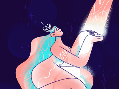 Agua de Estrellas ✨ bath character girl illustration native stars texture water woman