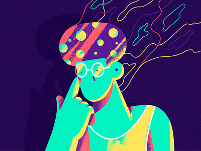 🍄 character dude funky illustration mushroom procreate shocked texture trip