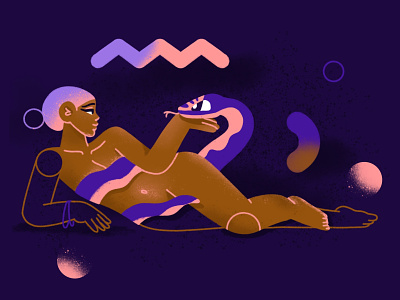 Divine connection 🐍 animal character divine female illustration love purple raster snake texture woman