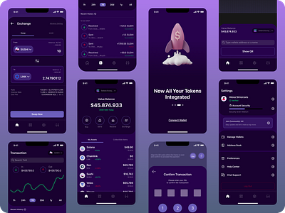 Integrated Crypto Wallet - Mobile Apps crypto crypto wallet dark mode mobile app ui web3
