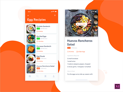 Recipe App Screens detail page filter food app iphone x list play page product page recipe