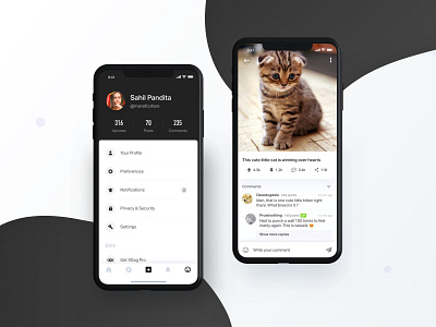 9gag App Redesign detail download dribbble gallery home iphone x iphone x mockup minimal neat dsign picture post detail poster pro bono product page profile redesign user profile
