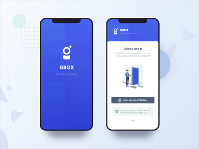 Gbox Rebrand and Quick Sign-In blue branding instagram iphone login logo mockup redesign sign in sign up social tool tool box toolkit