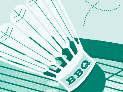 Bring Your Own Birdie badminton bbq birdie byob grill illustration
