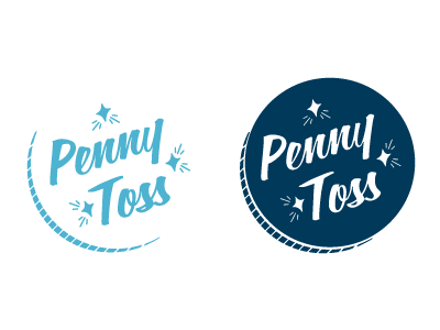 penny toss blue game illustration logo penny penny toss star type word mark