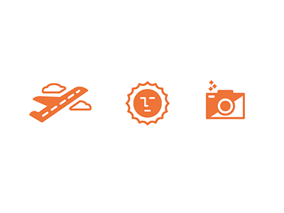 vacaciones camera cloud flash icon orange plane sun vacaciones vacation