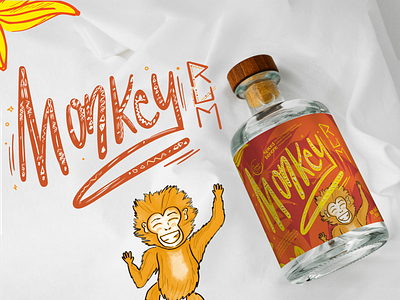 LABEL DESIGN – Monkey Rum design graphic design illustration lettering typography vector