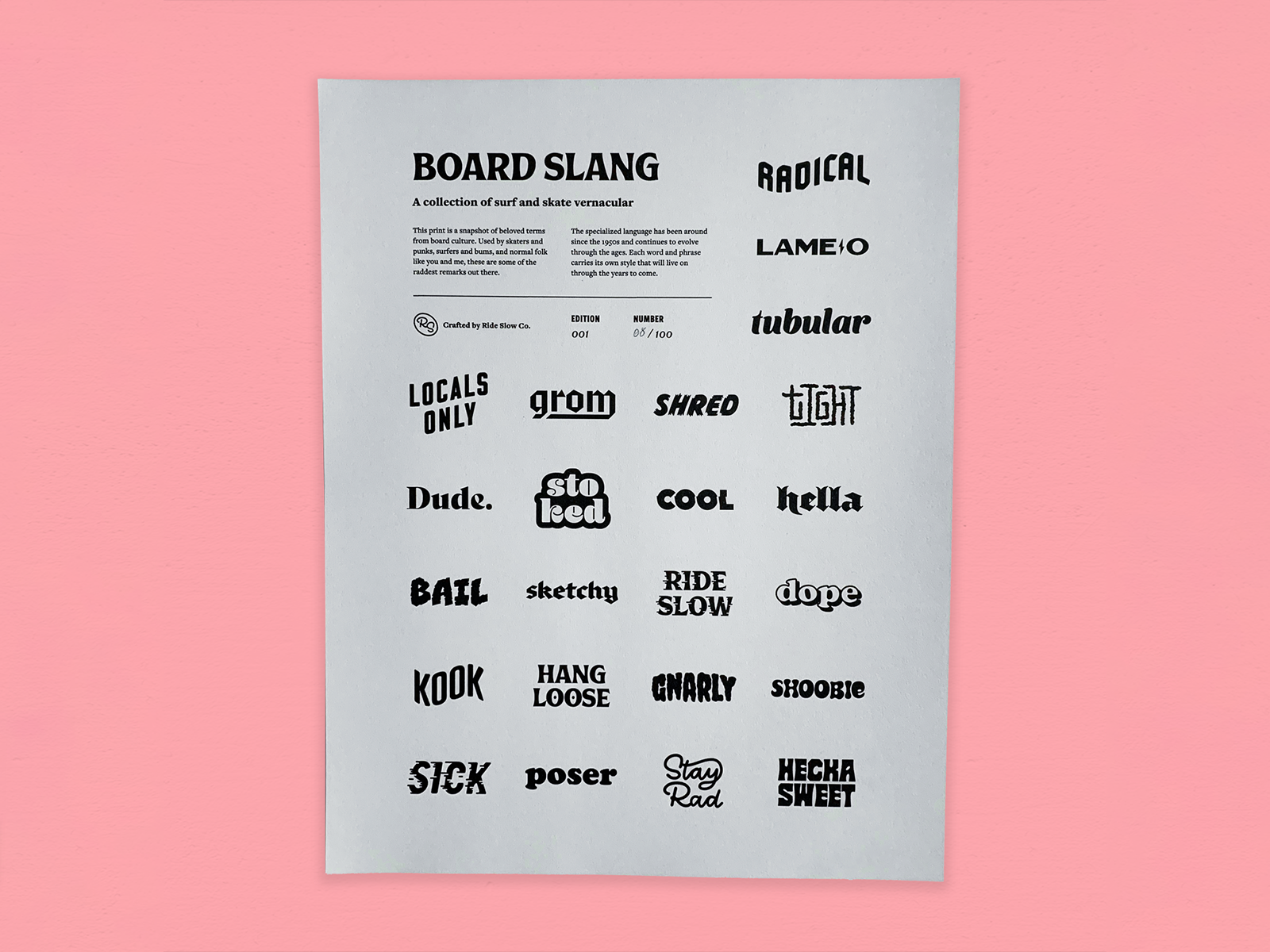 Ride Slow | Board Slang Print Ty Fortune on