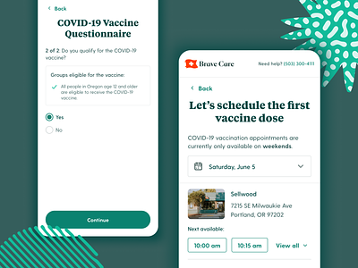 COVID Vaccinations app appointment brand branding covid healthcare layout medical mobile scheduling survey type typography ui vaccine web