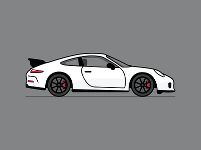 Cars | Porsche 911 GT3 automobile automotive car flat illustration line minimal porsche racecar racing simple vector