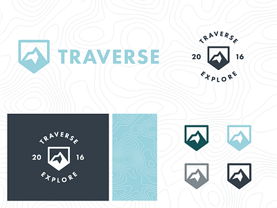 Traverse | Branding badge brand branding color identity logo mountain outdoors pattern travel typography