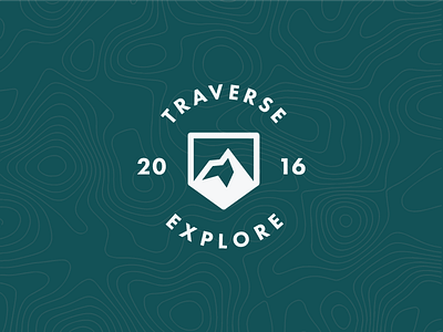 Traverse | Badge badge brand branding color identity logo mountain outdoors pattern travel typography