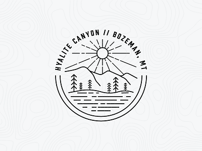 Traverse | Hyalite Canyon Badge badge bozeman hyalite illustration line linework logo minimal montana mountain sun typography