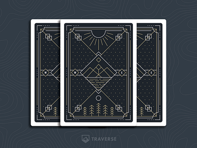 Traverse | Playing Card Backs adventure brand branding cards illustration line mountains outdoors playing cards simple travel
